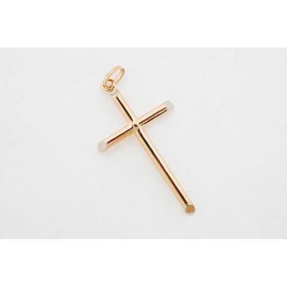 Estate Sale 14k Rose Gold Cross Pendant Men's Vintage Pink Jewelry - Picture 2 of 5